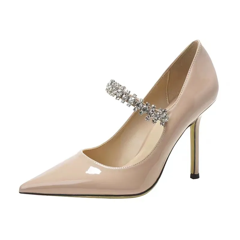 Women's Mary Jane Pointed High Heels Elegant Patent Leather Shoes_voghion.com