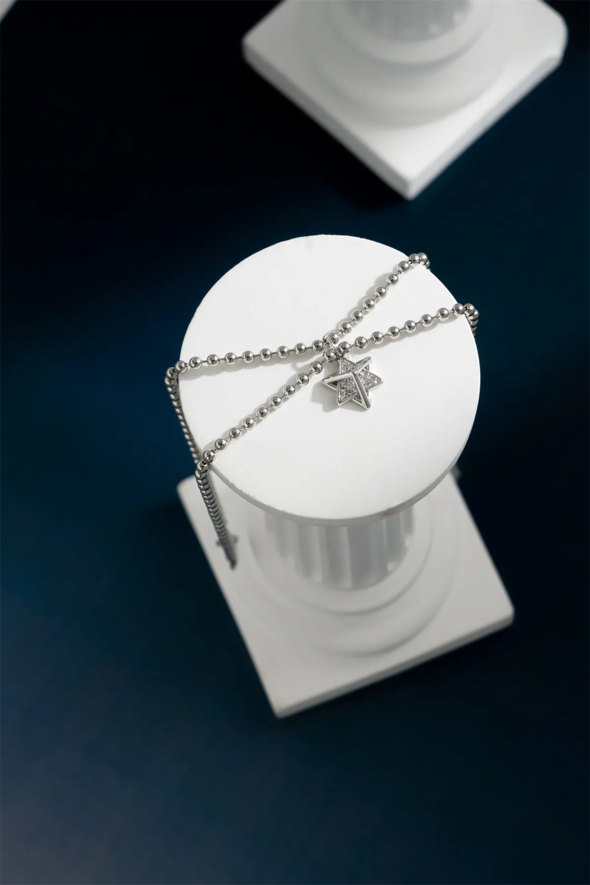 Pulseras de eslabones, joyería de moda, regalos, bola de metal bicapa, pulsera colgante de estrella de seis puntas de alta calidad para mujeres, hombres, fiesta_voghion.com
