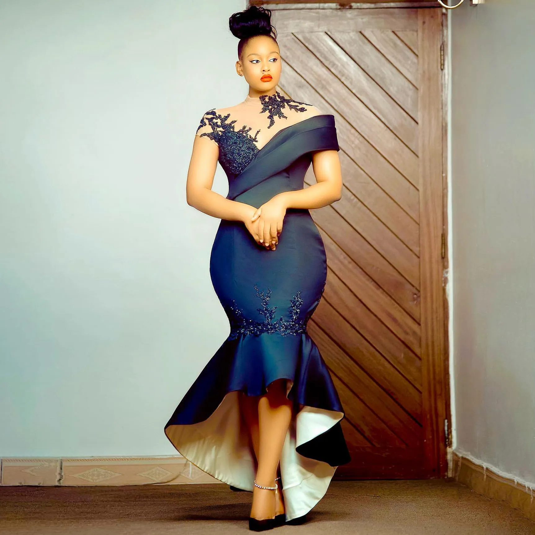 High Quality Formal Elegant Mermaid Evening Dresses Plus Size Sequins Appliques Women Prom Party Gowns Custom Made_voghion.com