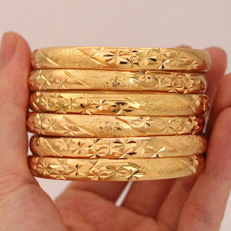 Bangle 8MM 6st batch Dubai Heren Goud Kleurrijke Ethiopische Armband Afrikaanse Sieraden Saoedi-Arabië Bruiloft Bruidscadeau 231116_voghion.com