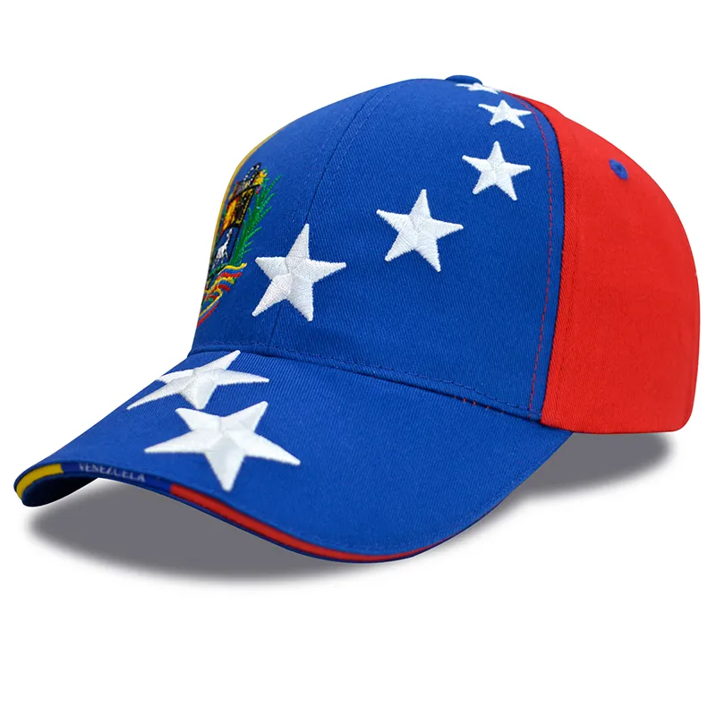 Høj kvalitet kasketter Gorras bomuld twill baseball broderi 7 stjerner Venezuela sportskasket kvinder mænd hatte_voghion.com