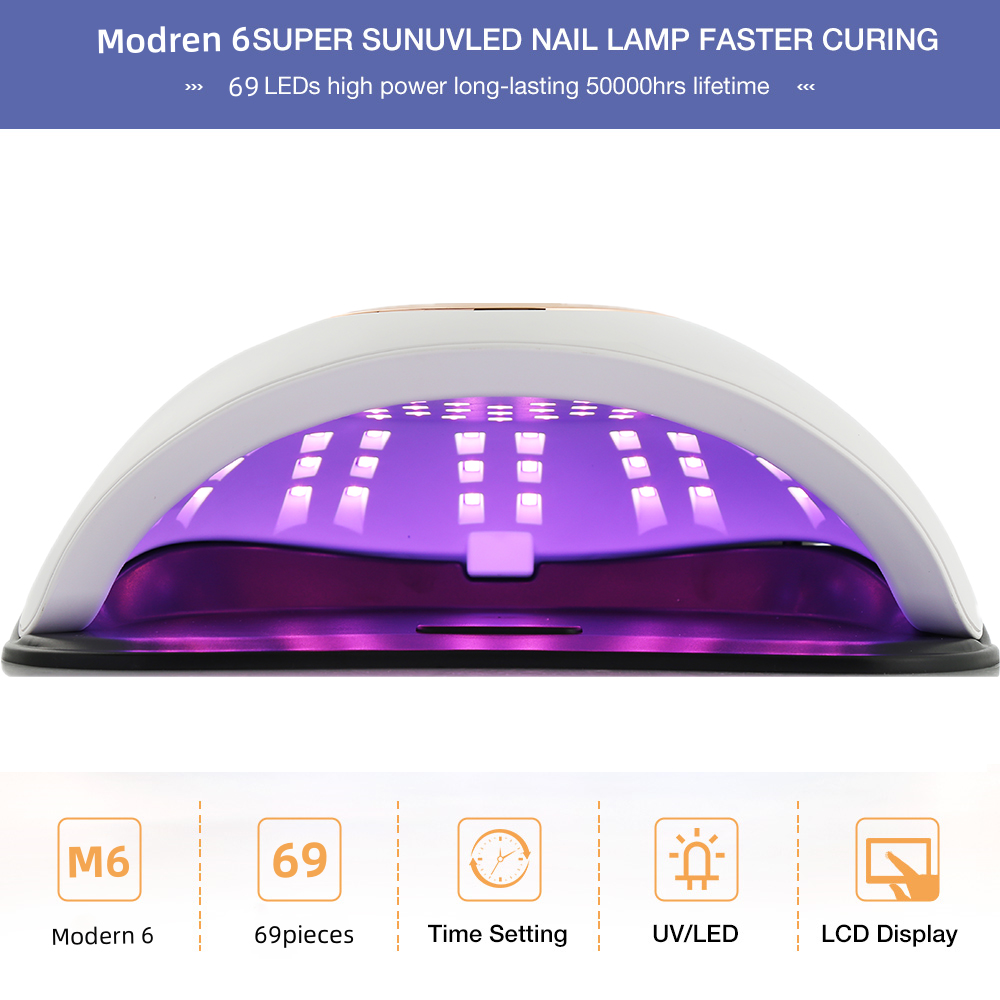 Lampada per unghie UV LED a 69 LED per asciugare le unghie per polimerizzare tutti gli smalti in gel con sensore di movimento, strumento professionale per salone di manicure_voghion.com