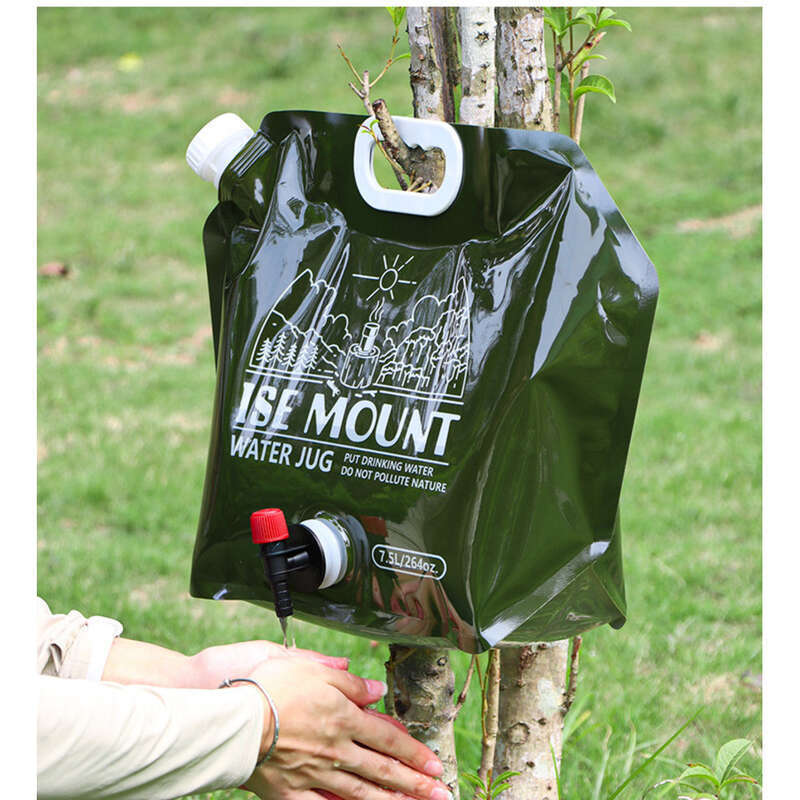 Outdoor 7.5L Folding Storage Bag, Large Capacity Plastic Bucket With Valve, Camping Supplies, Portable Water Bag_voghion.com