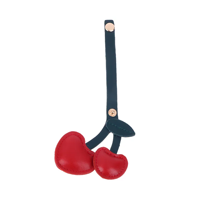 Portachiavi creativo piccolo in stile pastorale a forma di ciliegia, in pelle, con frutta, per borsetta, accessori, regalo kawaii per ragazze e donne._voghion.com