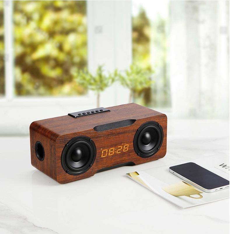 30W trähögtalare för hemmadator, trådlös Bluetooth-högtalare, väckarklocka, ljudbar, subwoofer, 3D-stereo, högtalare_voghion.com
