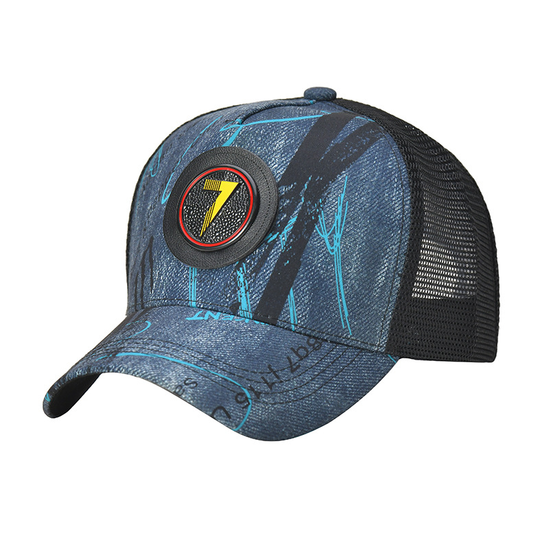 Casquette de baseball avec étiquette à 7 lettres, chapeau en filet pare-soleil respirant, chapeau décontracté pour étudiant, tendance et résistant au soleil, nouvelle collection_voghion.com