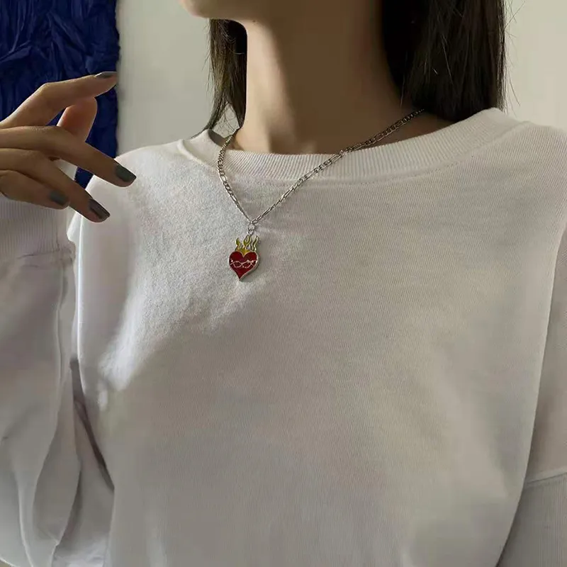 Collier de couple en acier titane avec pendentif classique, cadeau de Saint-Valentin à la mode, ras du cou pour hommes et femmes, bijoux_voghion.com