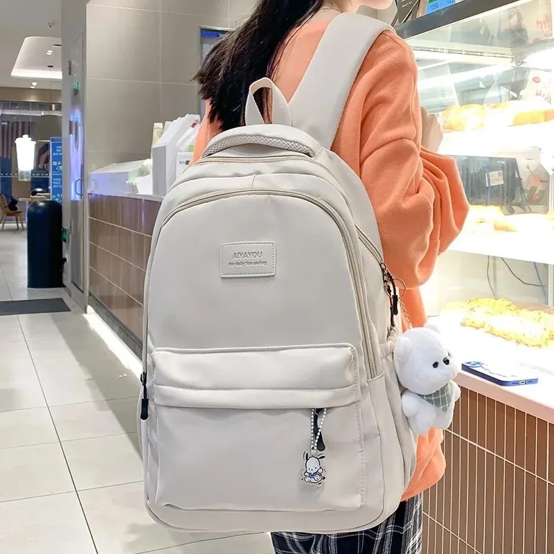 Waterproof Teenage Bookbag Nylon Rucksack Fashion Girl Backpack Women Shoulder Bag High School Schoolbag Black_voghion.com