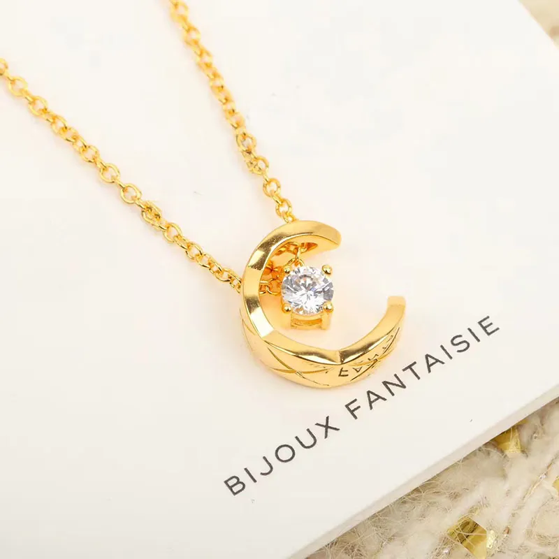 Collana con ciondolo in argento Sterling S Sier Dia Designer per donne Marchio Shing Cristallo Pietra Collane girocollo corte di alta qualità_voghion.com