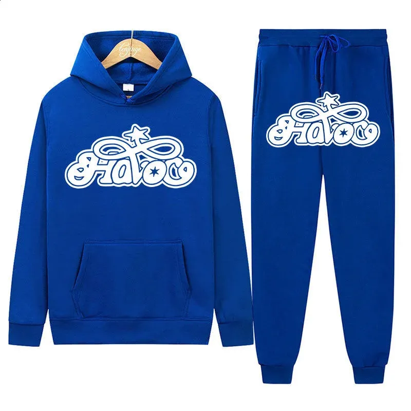 Haruku Hiphop Y2K Parça Set İnce Kapşonlu Üstler Rahat Eşofman Pantolon Takım Erkek Kadın Moda Mektup Baskılı Ana Cadde_voghion.com