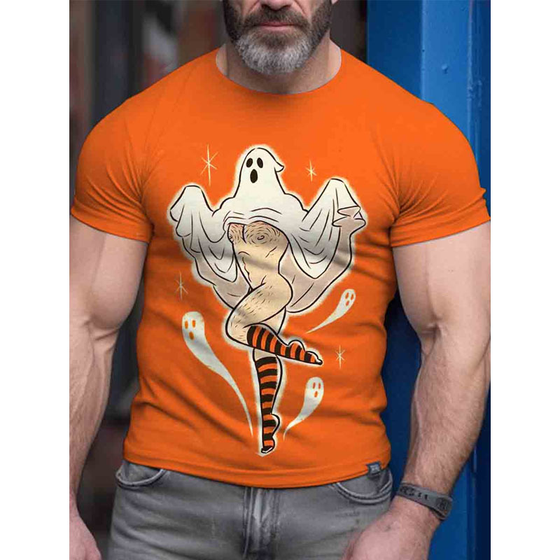 Men's Printed T-shirt Round Neck Pure Cotton Casual Versatile Top_voghion.com
