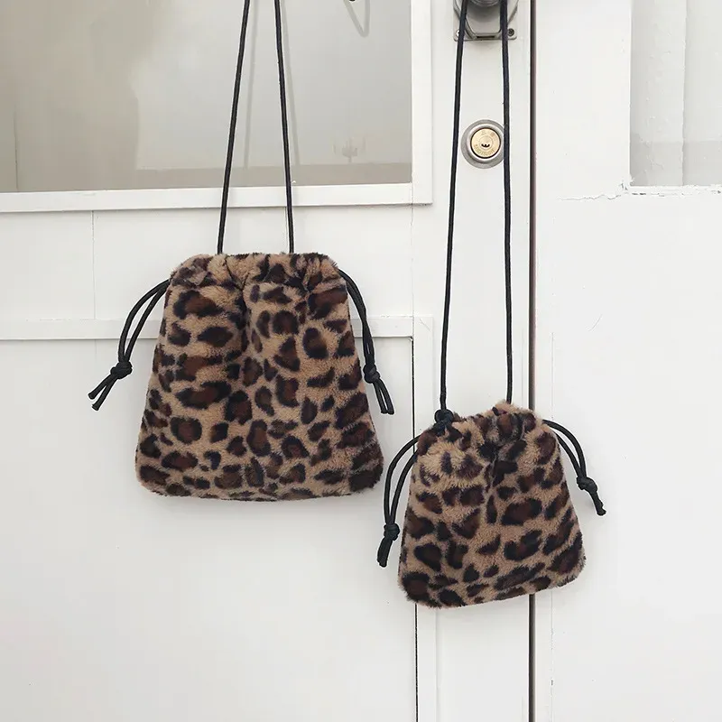 Borsa a tracolla monospalla con coulisse e motivo leopardato retrò per donna, nuova borsa a mano autunno/inverno per il tempo libero_voghion.com