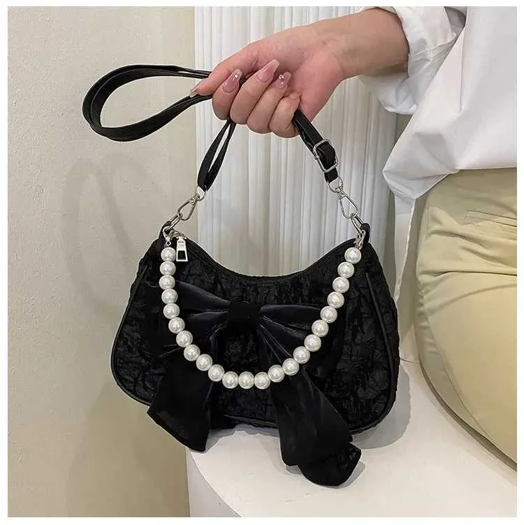 Sommer Neue Frauen Perle Handtasche Modische Trendy Bowknot Plissee Weibliche Umhängetaschen Nette Vielseitige Einzelne Schulter_voghion.com