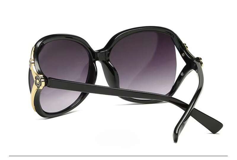 Montatura grande Camellia Rose Trend, occhiali da sole alla moda, occhiali da donna di mezza età_voghion.com