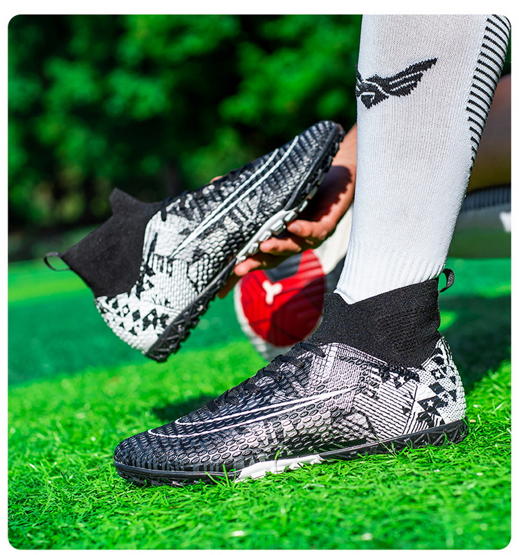 Cleats Men Soccer Shoes Football Boots Grass Training Match Sneakers Ultralight Non-Slip Long Spikes Unisex_voghion.com