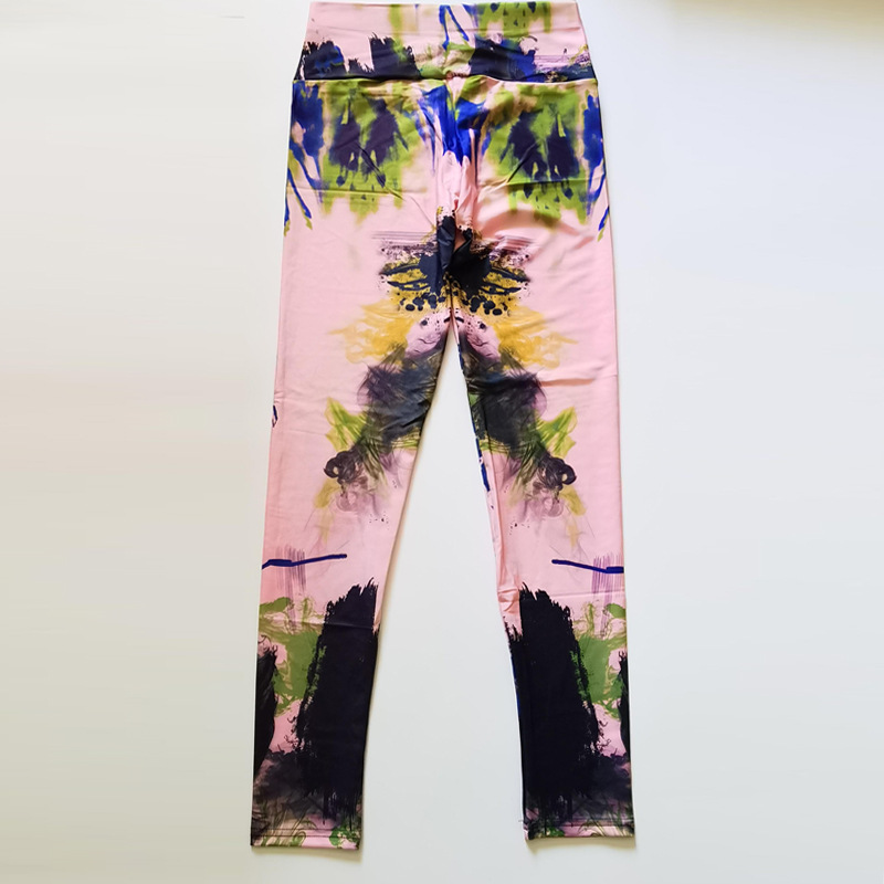 Collants de sport à haute élasticité pour femmes, leggings de yoga à motif d'encre abstrait, d'entraînement, taille haute_voghion.com