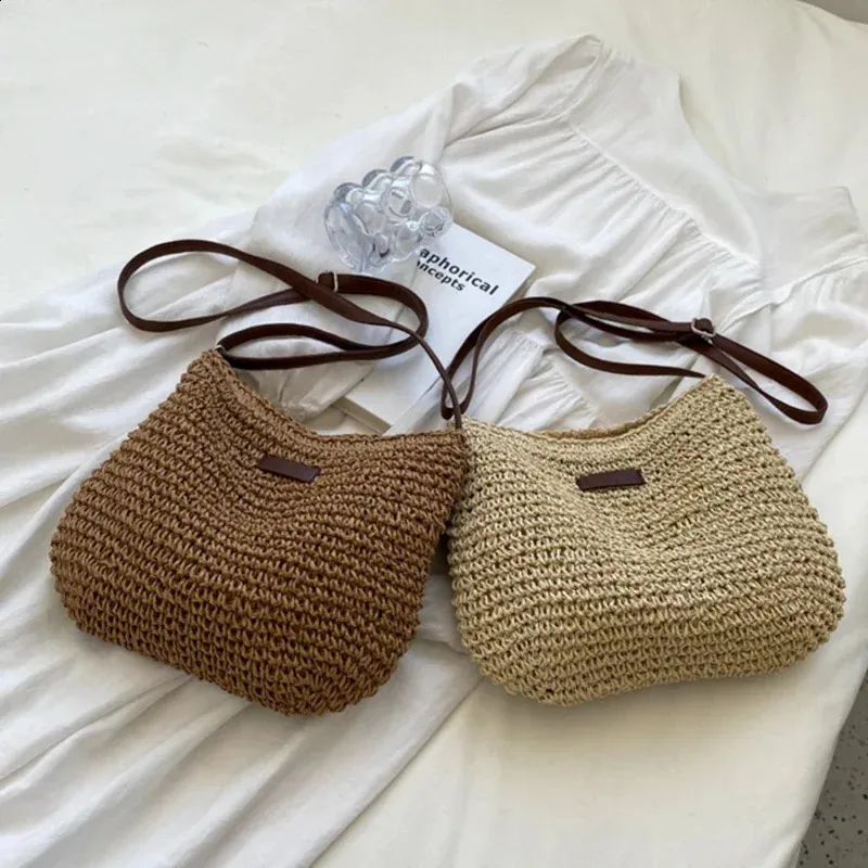 Woven Summer Fashion Straw Beach Holiday Crossbody Bag Shopping Large Capacity Shoulder Handbag Messenger Ladies Women_voghion.com