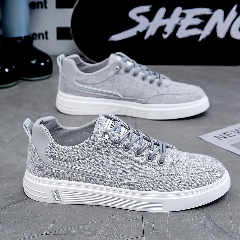 Men’s Casual Canvas Shoes – Lightweight Breathable Slip-On Sneakers For Walking, Work & Daily Wear (Grey/Black)​