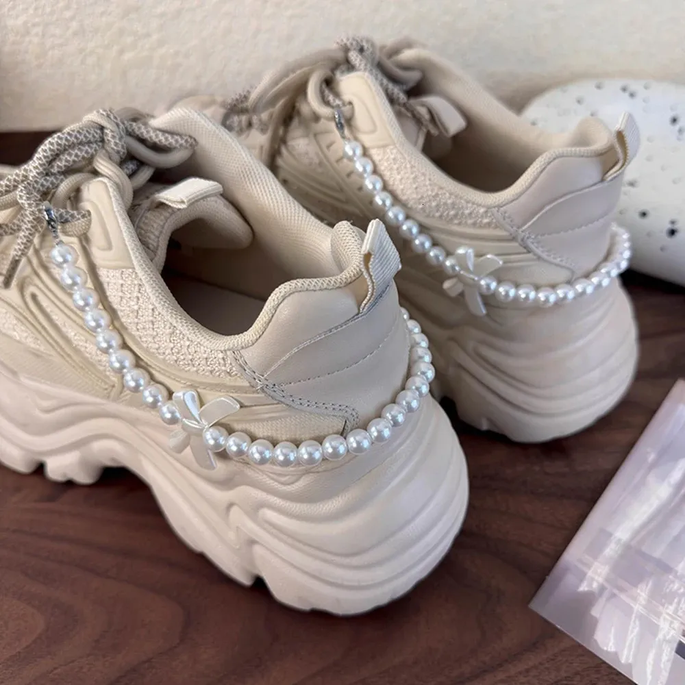 Sportdekoratioun Schleif Perl Perl Moud Dammestiefelen Schong ofnehmbar Schnalle Kette Accessoiren 241031_voghion.com