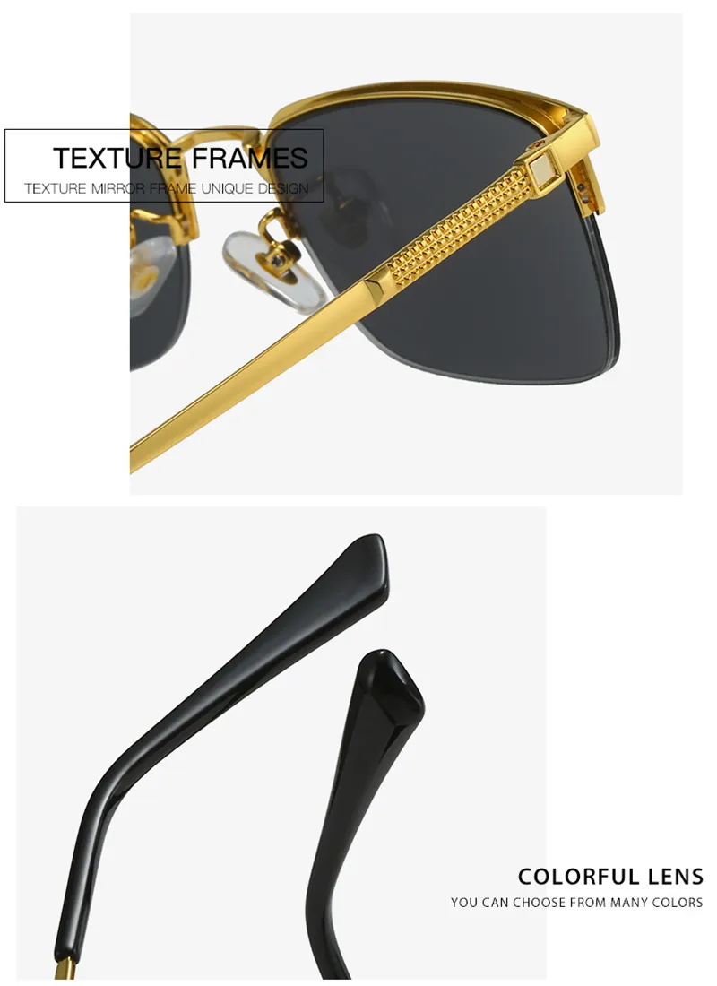 metal Frame Rectangle Eyeglass Gentlemens Business Men Half-frame Diaosi Sunglasses Can Be Matched With Myopia Optical_voghion.com