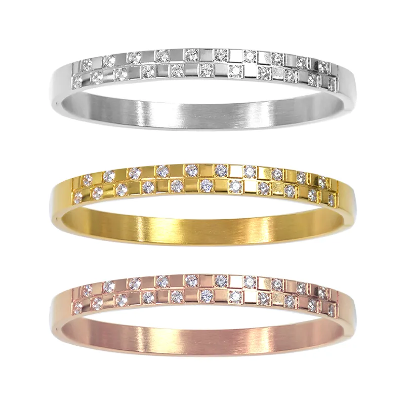 Bracciale rigido in acciaio inox e zirconi per donna oro_voghion.com