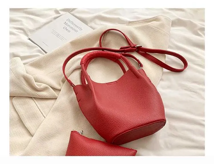 Einfache, solide Eimer-Handtaschen für Frauen, große Kapazität, lässige Pendler-Verbundtaschen, vielseitige Umhängetaschen für Frauen_voghion.com