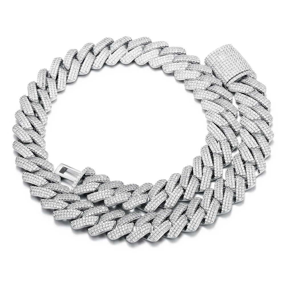 Miami Cuban Link Chain Necklace Designer for Men 3 Row Bling Moissanite Diamond 20MM Wide Choker Iced Out Chains_voghion.com