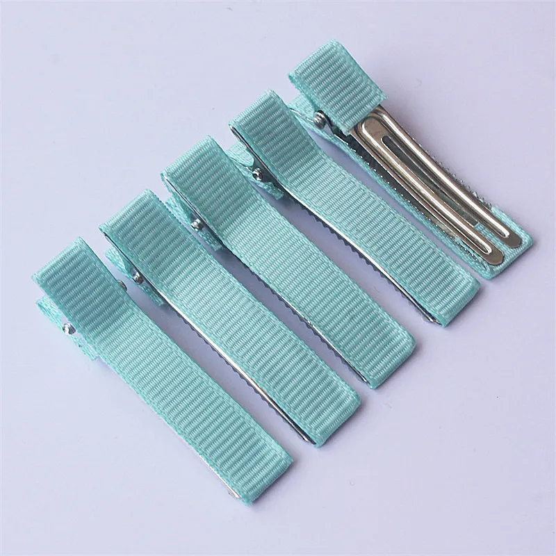 300pcs 5cm Grosgrain Ribbon Lined Alligator Hairpins for Princess Girls Ponytail Clips Children Metal Hair Barrettes_voghion.com