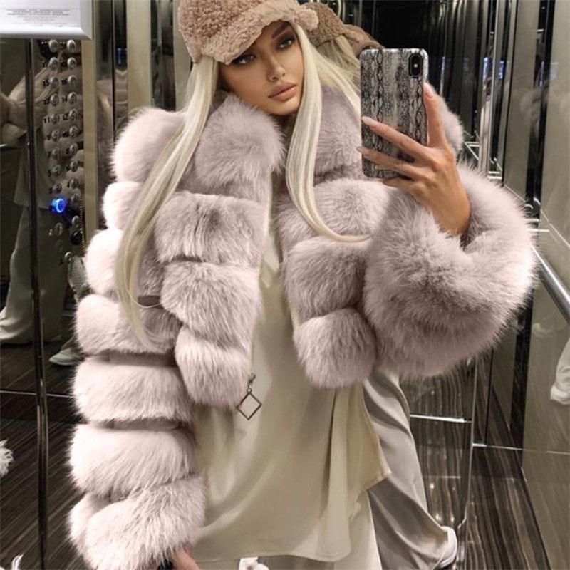 Vêtements pour femmes manches courtes en fourrure pour femmes automne et hiver hauts chauds manteau en peluche tendance_voghion.com