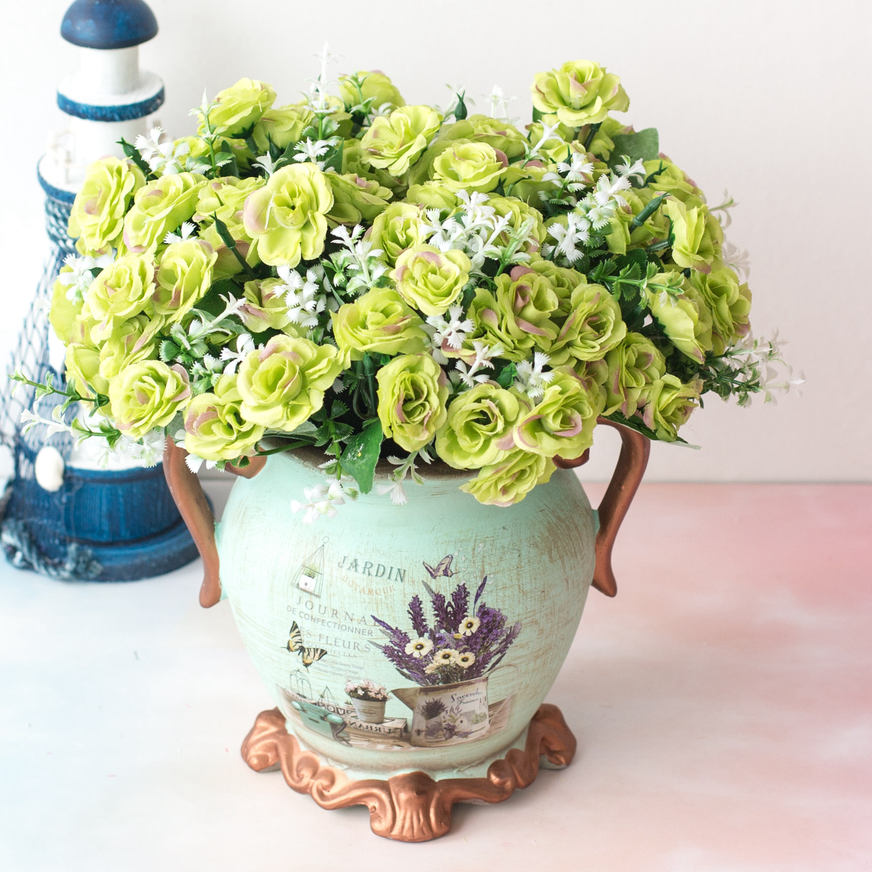 Fiori artificiali di alta qualità, fiori, produttori all'ingrosso, mini rose a 5 punte e 15 teste, decorazione per la casa_voghion.com