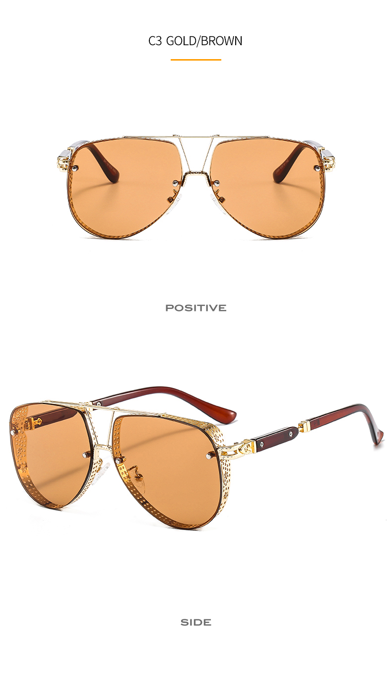 New Hollow Paern Oval Sunglasses Men Women Trend Brand Designer Meal Alloy Frame Gradiens Lens conspicuous_voghion.com