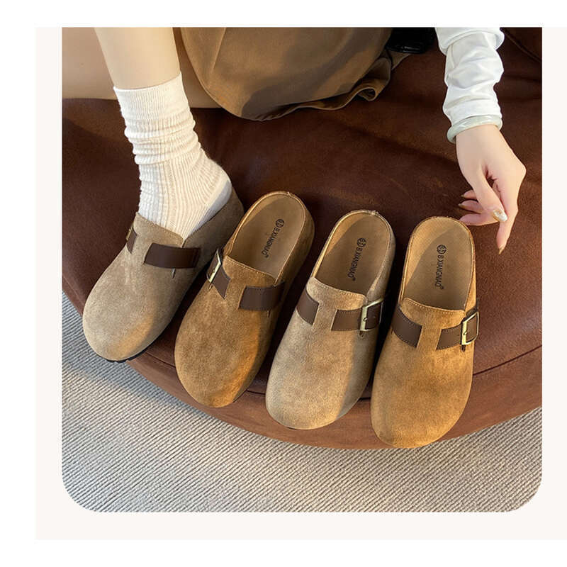 Women's Mary Jane Burkon Toe, Half Slip, Versatile, Single Toe Loafers_voghion.com