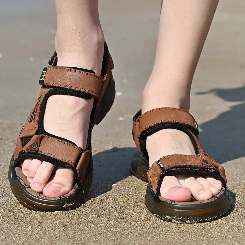 Comfortable Genuine Leather Men Sandals For Outdoor Hiking Summer_voghion.com
