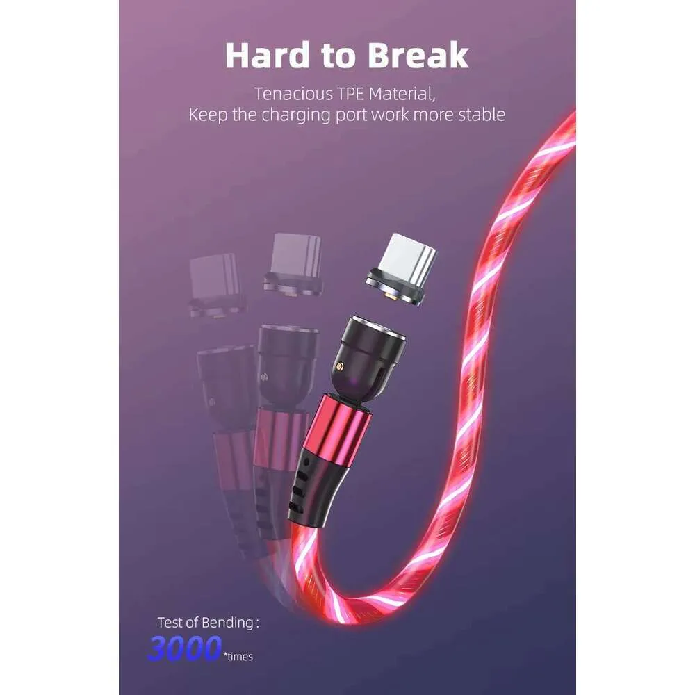 Mobile Accsori 540 Rotating LED Wing Magnetic Charging Cable, Phone Light Emitting USB Cable Charger For Mobile_voghion.com