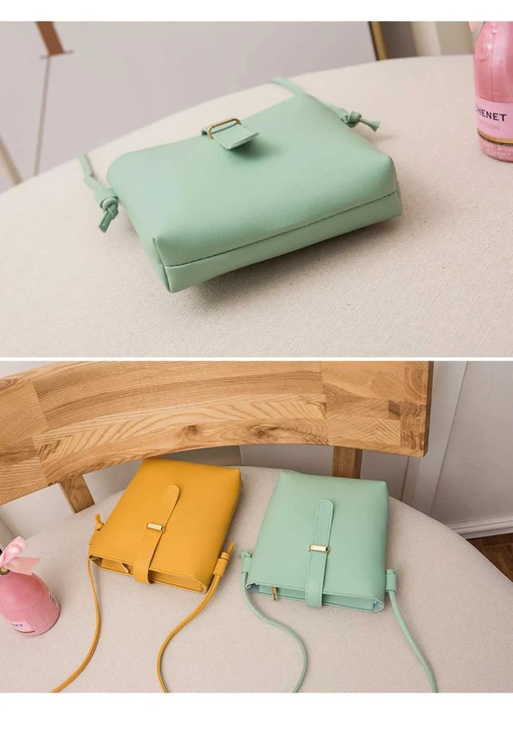 Para mulheres PU Crossbody Square Bolsas femininas Fivela Decorada Senhora Ombro Balde Bolsa Feminina Leve Casual Ba241021_voghion.com