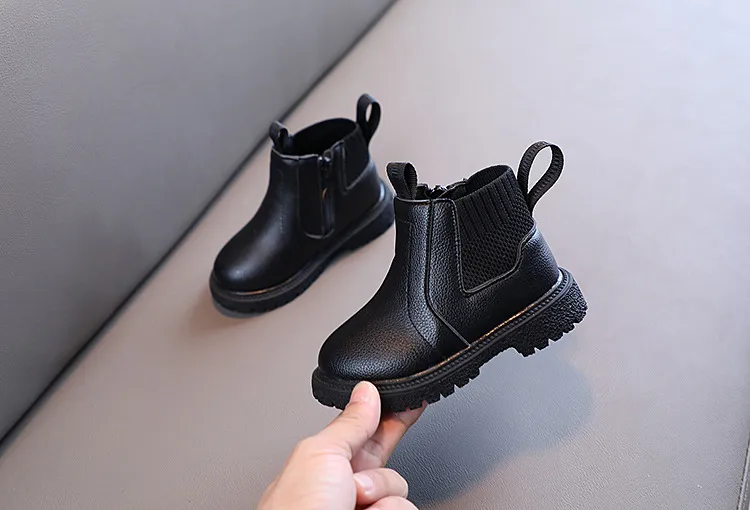Kleinkind Winter Neue Kinder Dicke Warme Seite Zipper PU Leder Wasserdicht Kinder Schnee Stiefel Littlesprouts Jungen_voghion.com