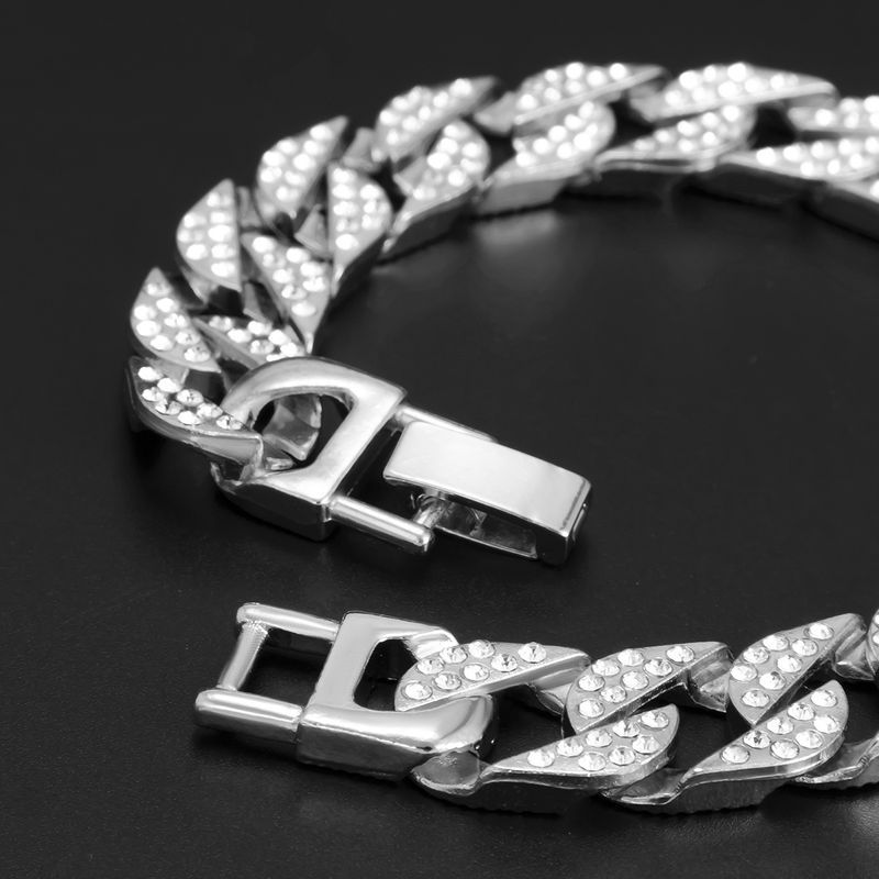 Bracciale Rhie con fibbia cubana in stile punk e micro intarsi, semplice e di nicchia, con bottone a pressione, stile hip-hop_voghion.com