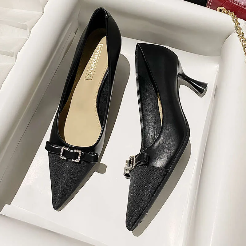 Women's Shoes New Design Dia Gentle Fashionable Soft Comfortable Minimalist Vintage Style Versatile Triple Black Free_voghion.com