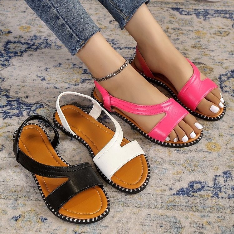 2025 Nuovi sandali piatti grandi con una linea casual, scarpe romane a bocca di pesce, 43_voghion.com