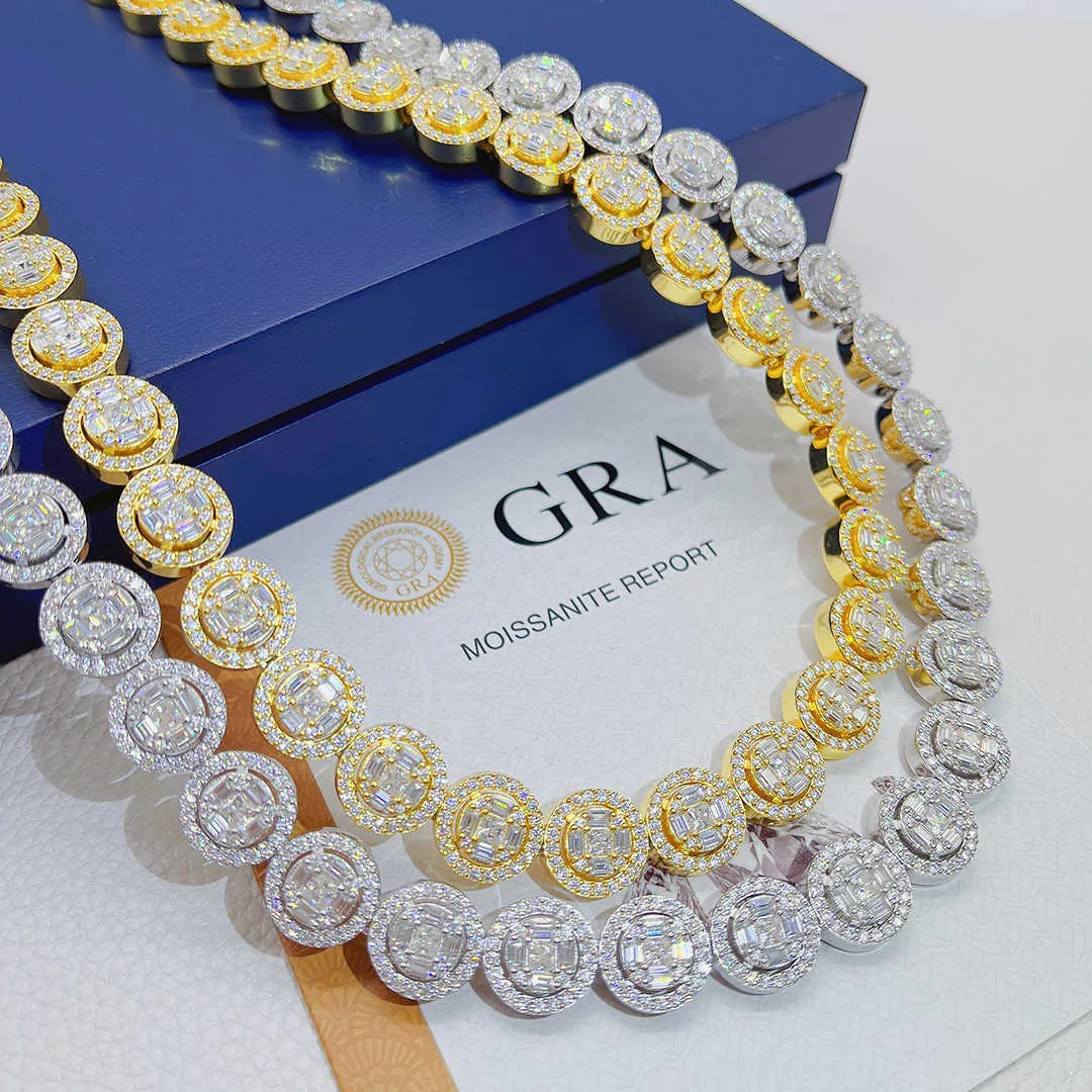 Gioielli Hip Hop alla Moda Passa il Test VVS Moissanite Diamante Collana Ghiacciata Personalizzata Uomo Catena a Maglie Cubane in Argento_voghion.com