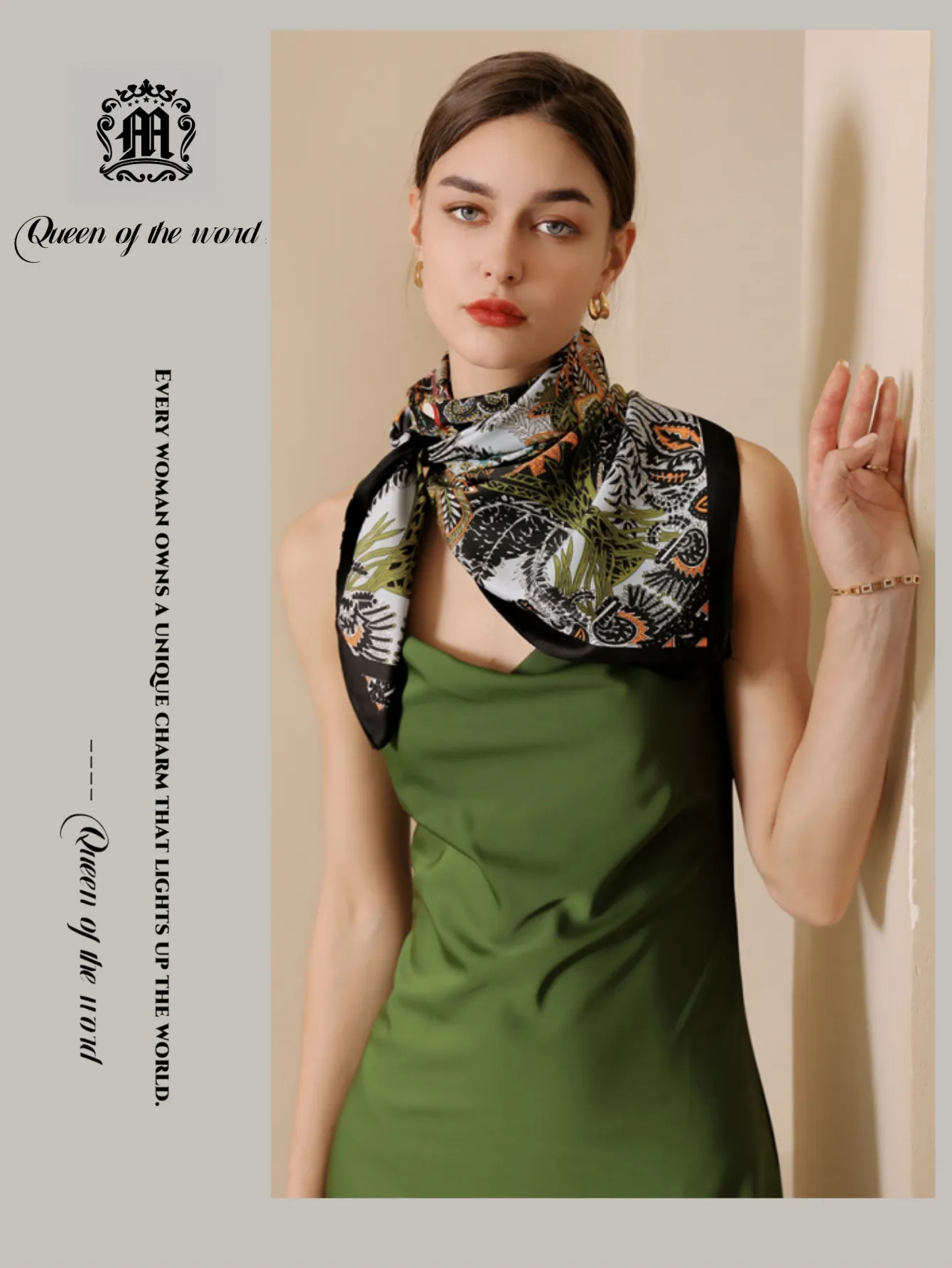 queen Of The Word 2 European Oversized Polka Dot Printed Women's Scarves With Scarf Buttons - Smooth Mulberry Silk_voghion.com