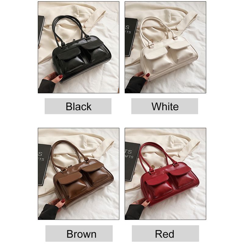 Retro Rot Frauen Schulter Unterarm Taschen PU Leder Multi Damen Satchel Hobo Tasche Luxus Designer Handtasche Weibliche_voghion.com