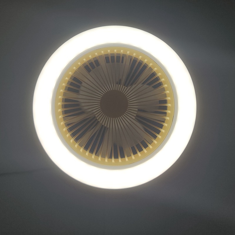 Mennyezeti ventilátorok LED lámpával, 3 lapát nélküli modern intelligens E27 lámpafejű ventilátorlámpa süllyesztett szereléshez hálószobába, irodába, AC 85V-265V_voghion.com