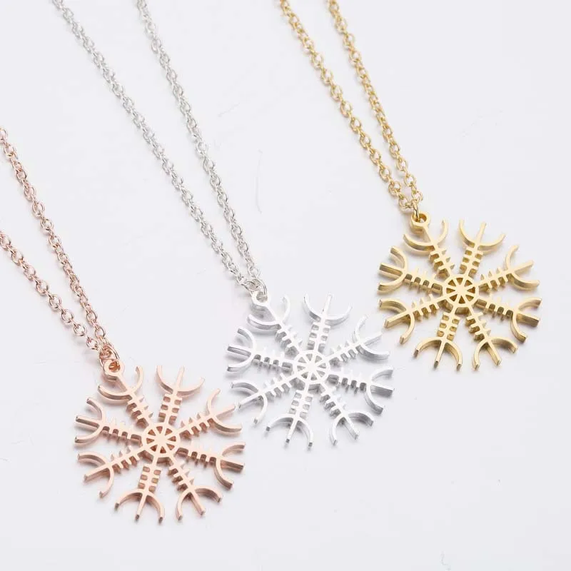 Colliers pendentifs Collier chaîne pour femmes en acier inoxydable Mode Flocon de neige Or rose Cadeaux BijouxPendentif_voghion.com