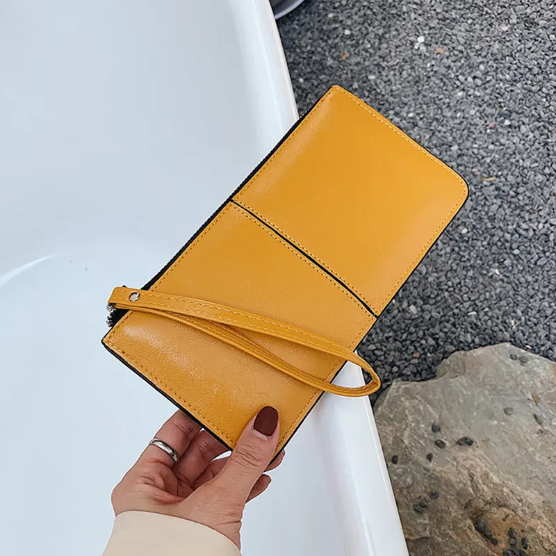 Yogodlns Fashion Solid Color Wallet Female PU Leather Handbag Long Zipper Clutch Card Holder Coin Purse Multi-layer_voghion.com