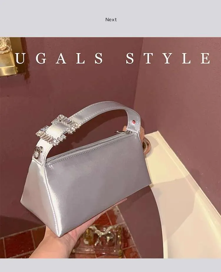 Moda Satin Square Glitter Rhies Dia Sera Donna Borsa a mano Festa di nozze Pochette Borsa a tracolla Street Dressing_voghion.com