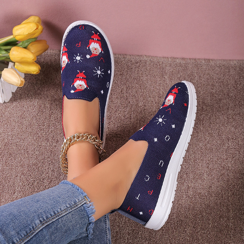 Loafer für Damen mit runder Spitze und Weihnachtsmotiv_voghion.com