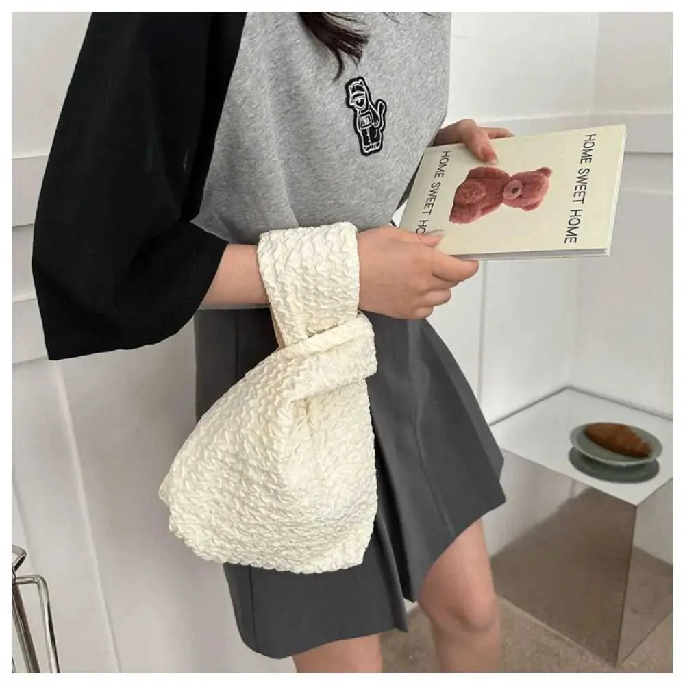 Borsa a mano Oxford semplice con design a nicchia mini plissettata in tinta unita Wen Girls Y241106_voghion.com