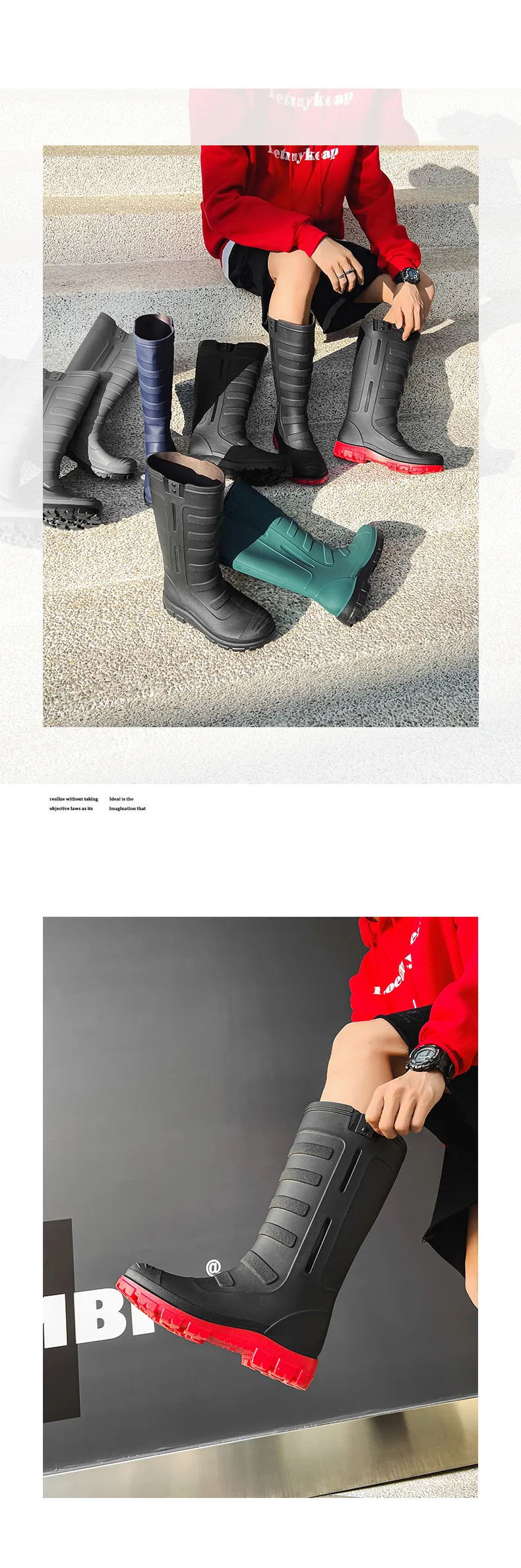 Unisex Rubber Shoes Men and Women Mid Calf Waterproof Work Safety Rain Boots Fishing Husband Botas Para Lluvia_voghion.com