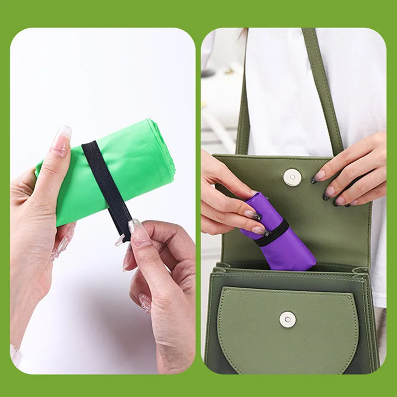 Solid Color Foldable Shopping Reusable Grocery Eco-Friendly Shoulder Handbag For Travel Supermarket Tote Bag_voghion.com